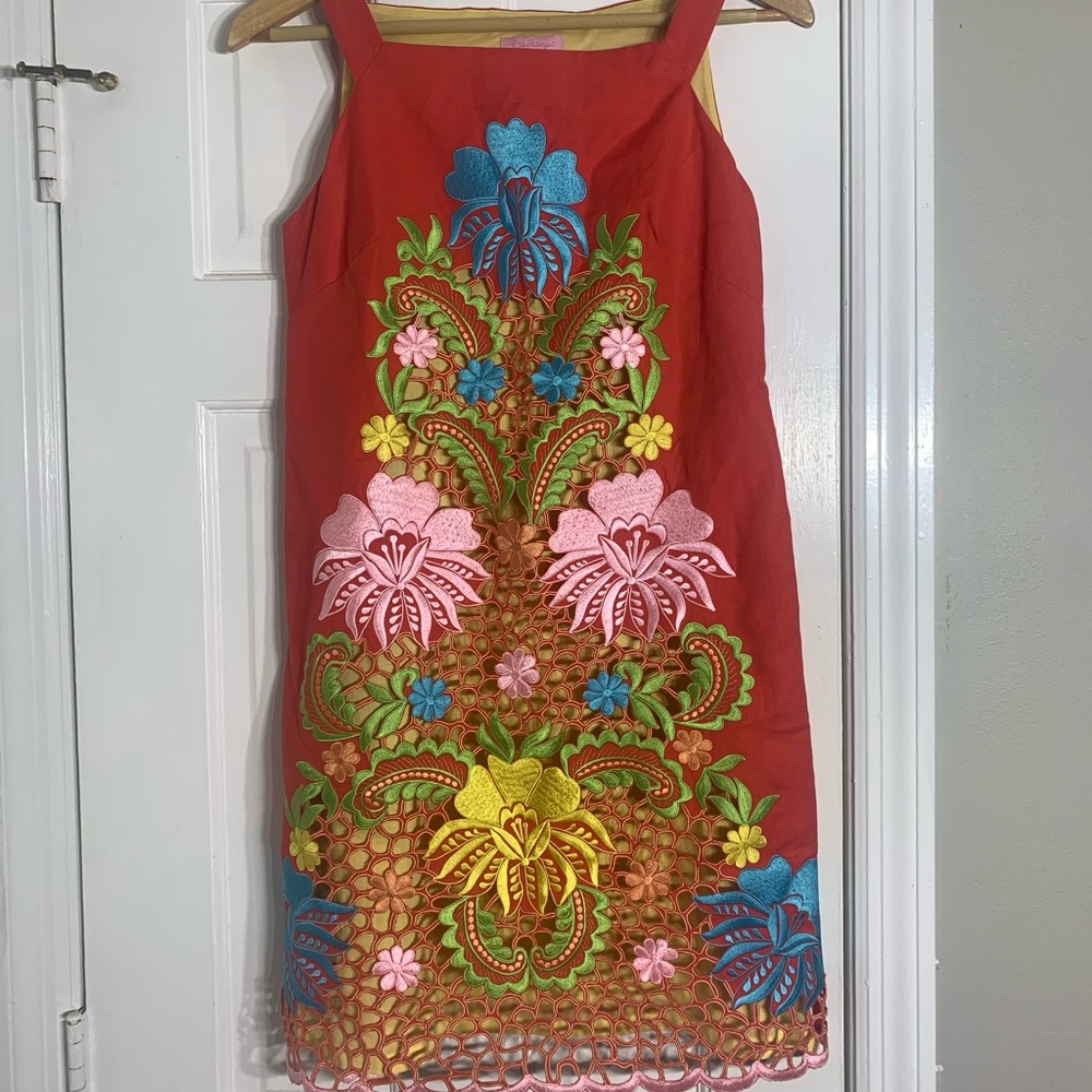 Lilly Pulitzer Embroidered Floral Dress Size 8